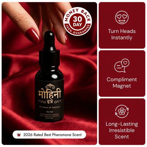 Mohini Itr love attar bottle, 10ml, front view